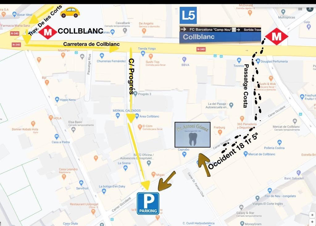 Plano de acceso a la Clínica Dental Dr. Antoni Gómez
